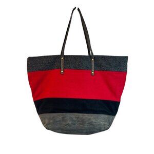 Tommy Hilfiger Wool Color Block Satchel Tote Structured Handbag Rare Preppy
